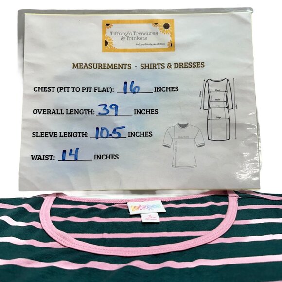 LuLaRoe Retired Julia Dress S Gray and Pink Striped SS Form Fitting NWT - Picture 8 of 9